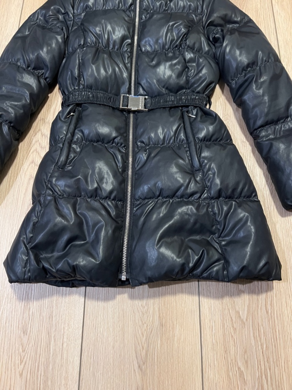 Michael Kors Black Quilted Belted Puffer Coat with Fur Trim - Picture 7 of 16